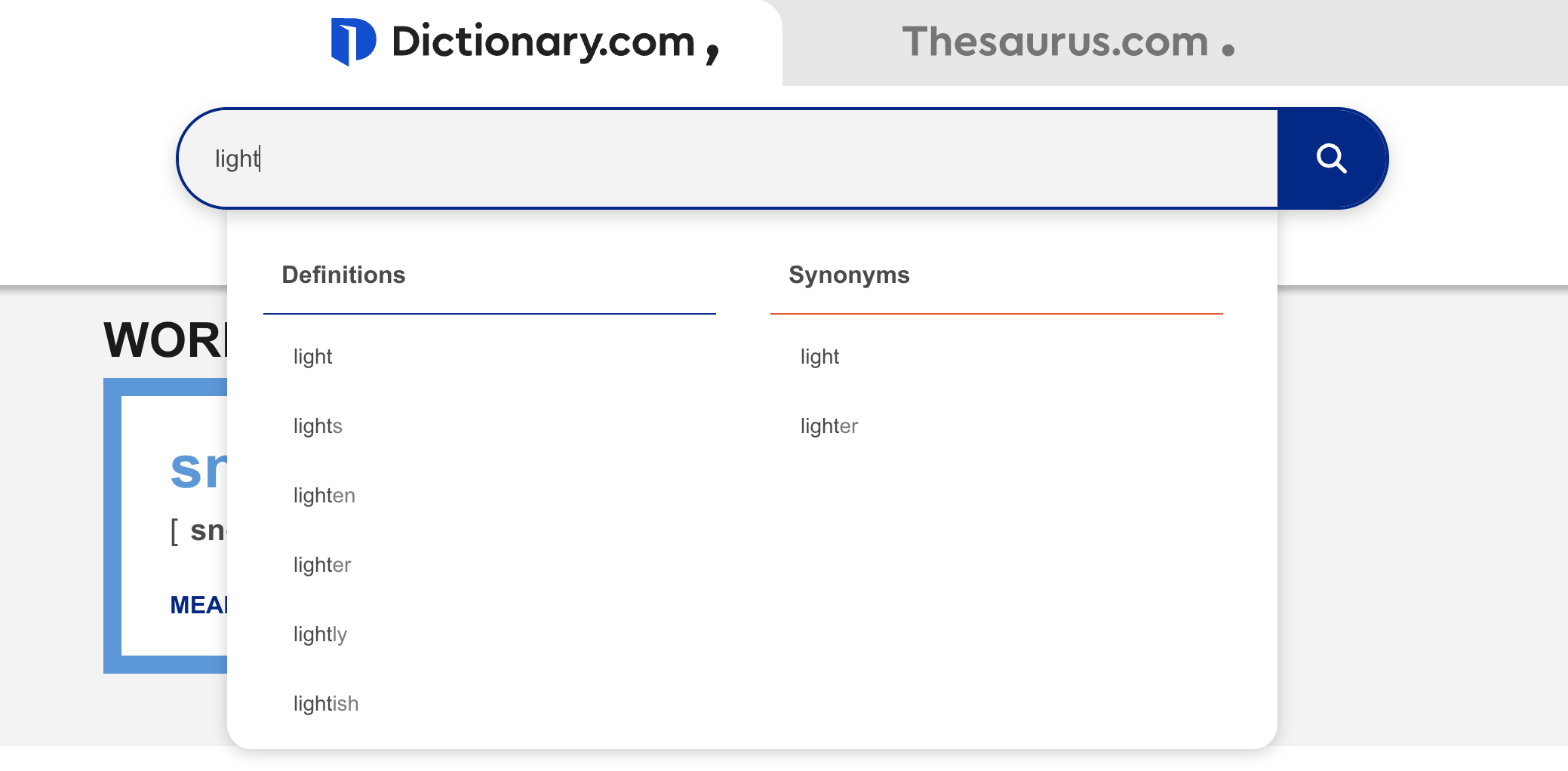 Mauve donor begå How To Search Words & Navigate Between Dictionary.com Definitions &  Thesaurus.com Synonyms (and Antonyms) – Dictionary.com Help Center